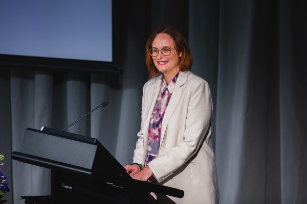 Kellie Coombes speaking at the Suffrage 129 event on 19 September 2022